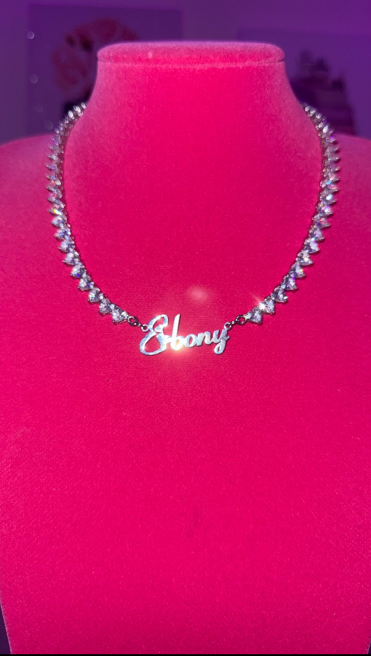 Luxe Heart tennis name necklace