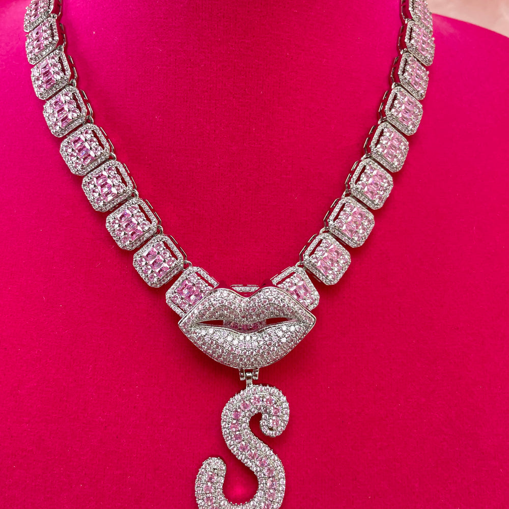 Icey Lip Initial Necklace