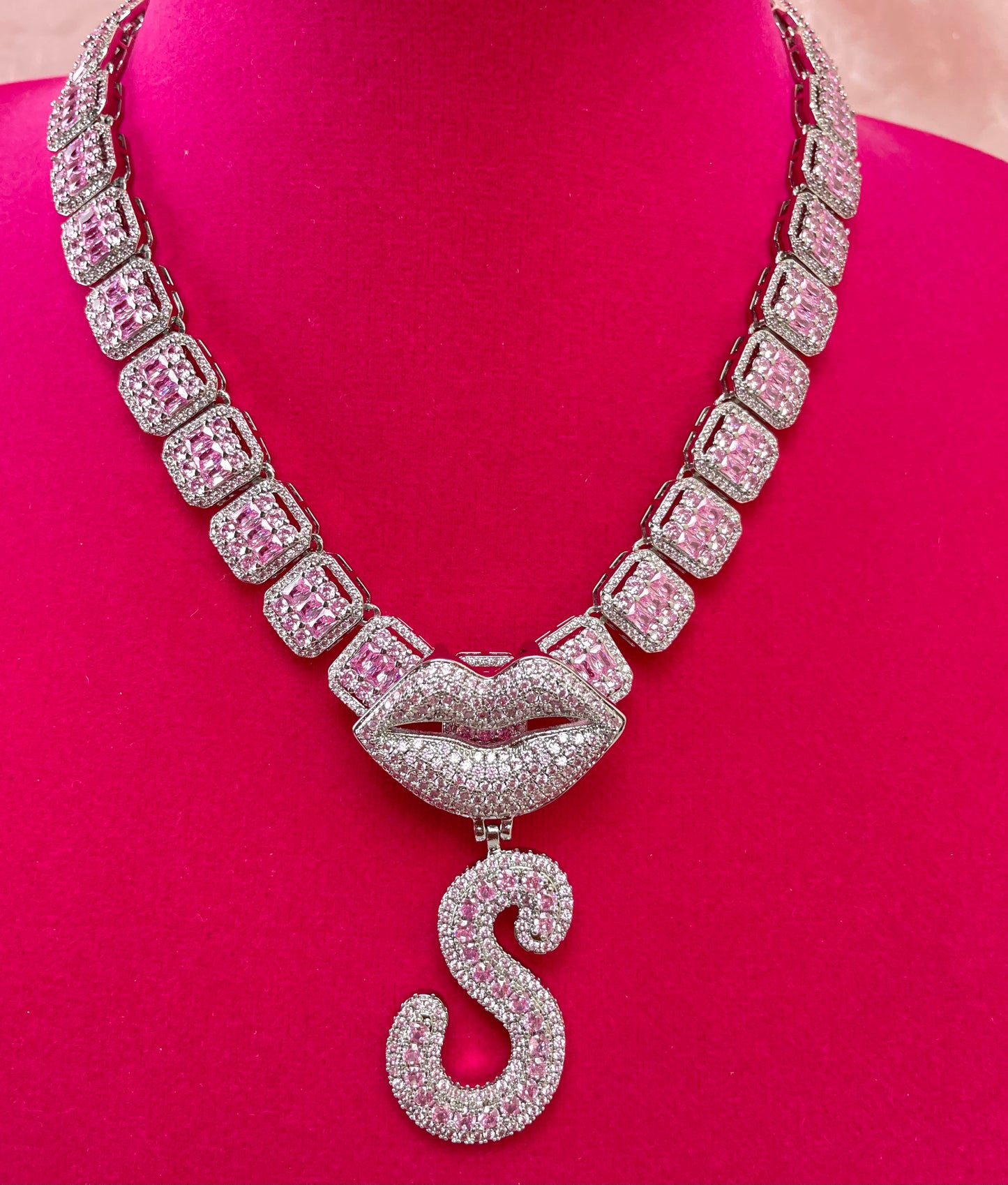 Icey Lip Initial Necklace