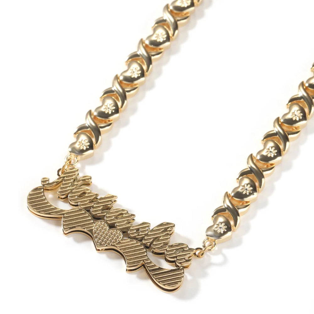 Double Plated Name Necklace w/ XOXO Chain