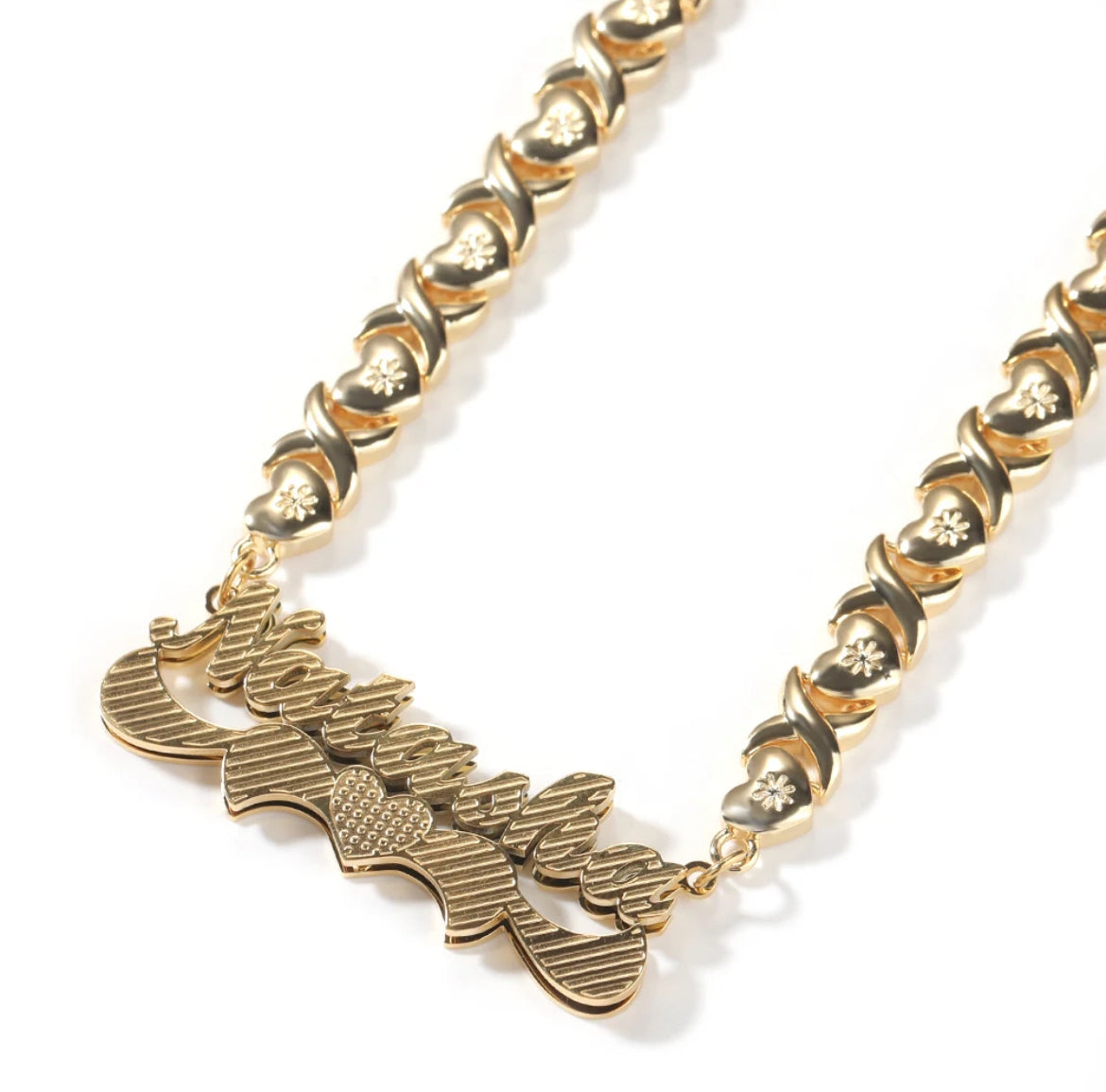 Double Plated Name Necklace w/ XOXO Chain