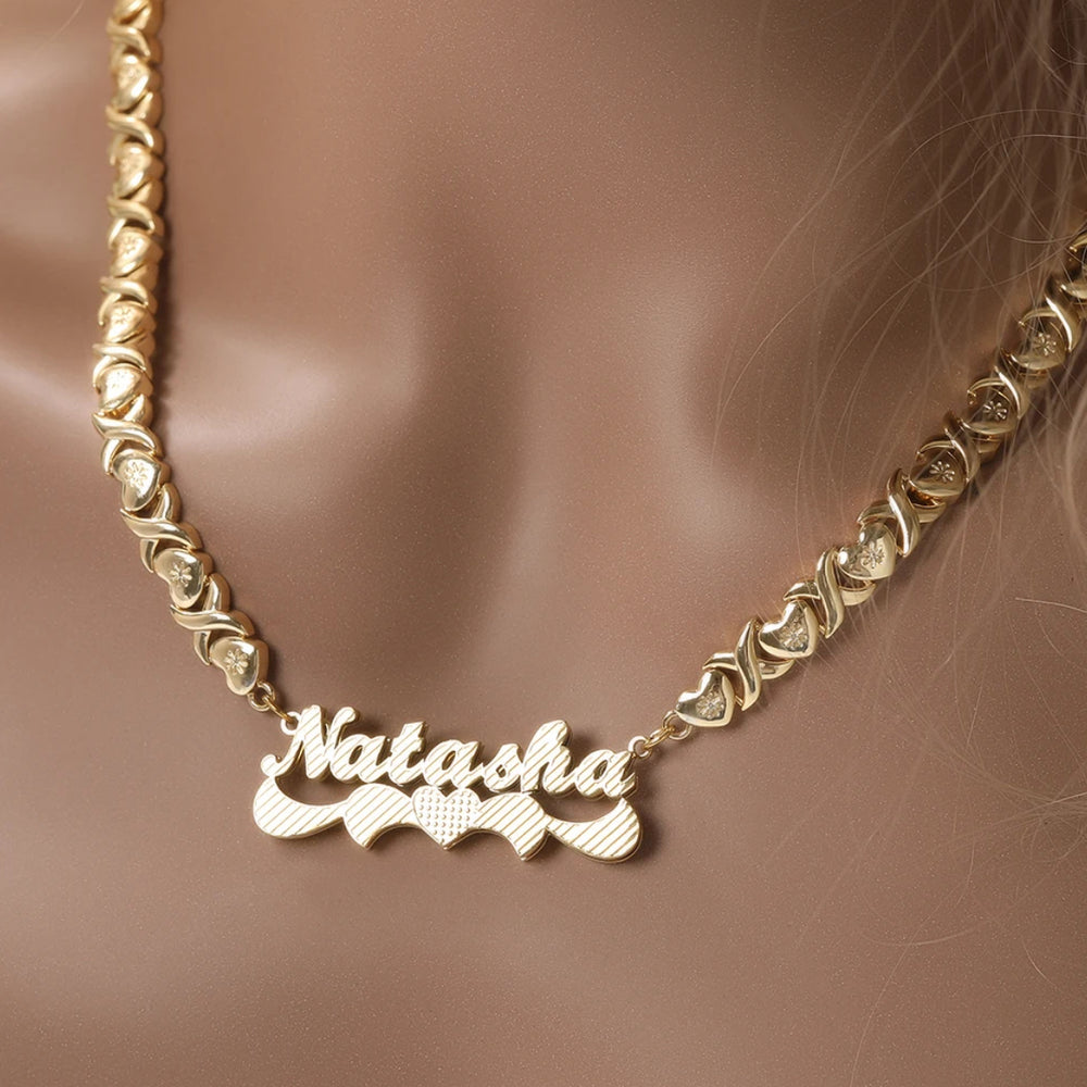 Double Plated Name Necklace w/ XOXO Chain