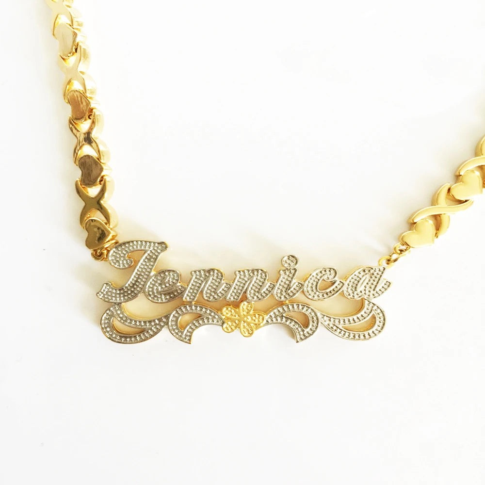 Double Plated Daisy Name Necklace w/ XOXO Chain