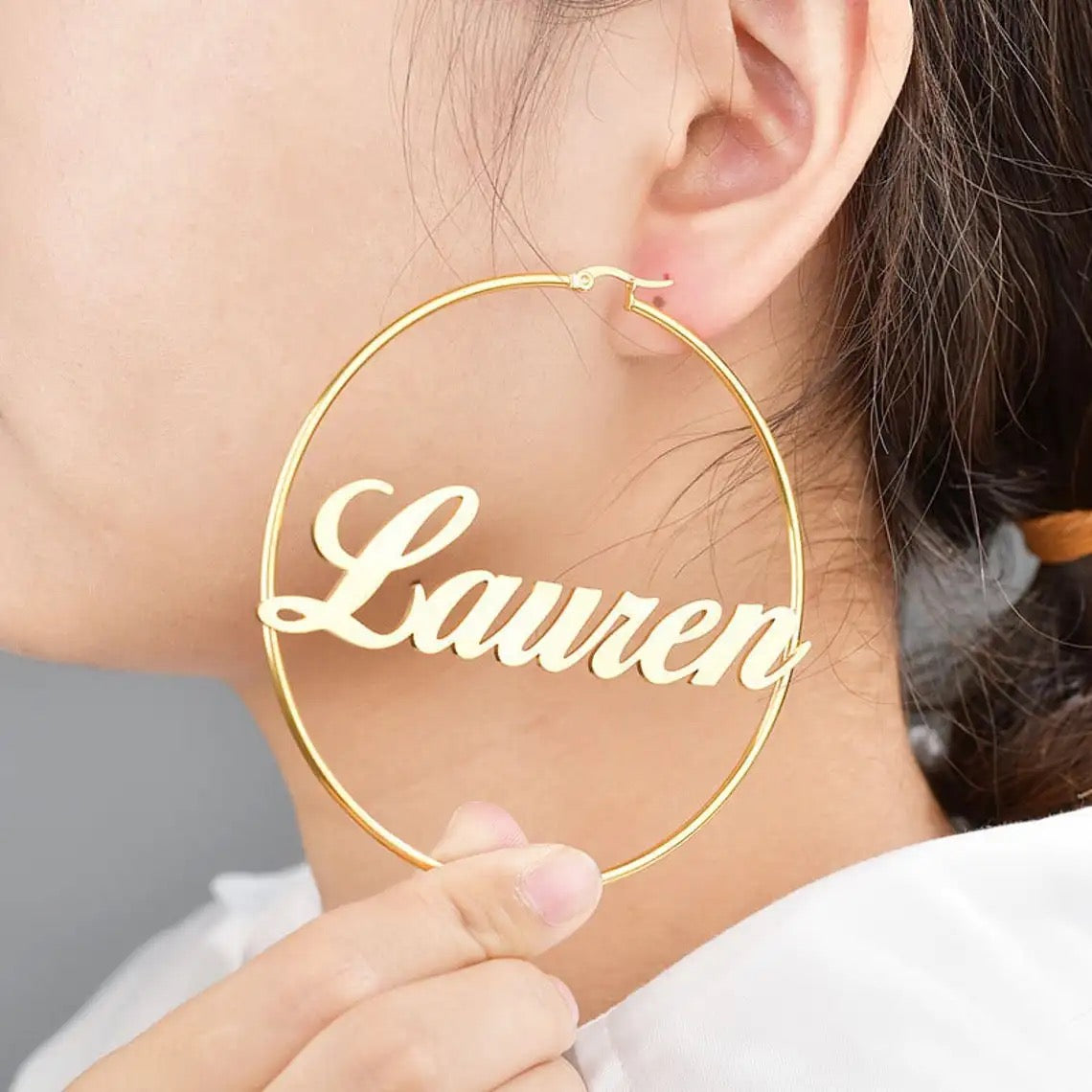 Dainty Name Hoop Earrings