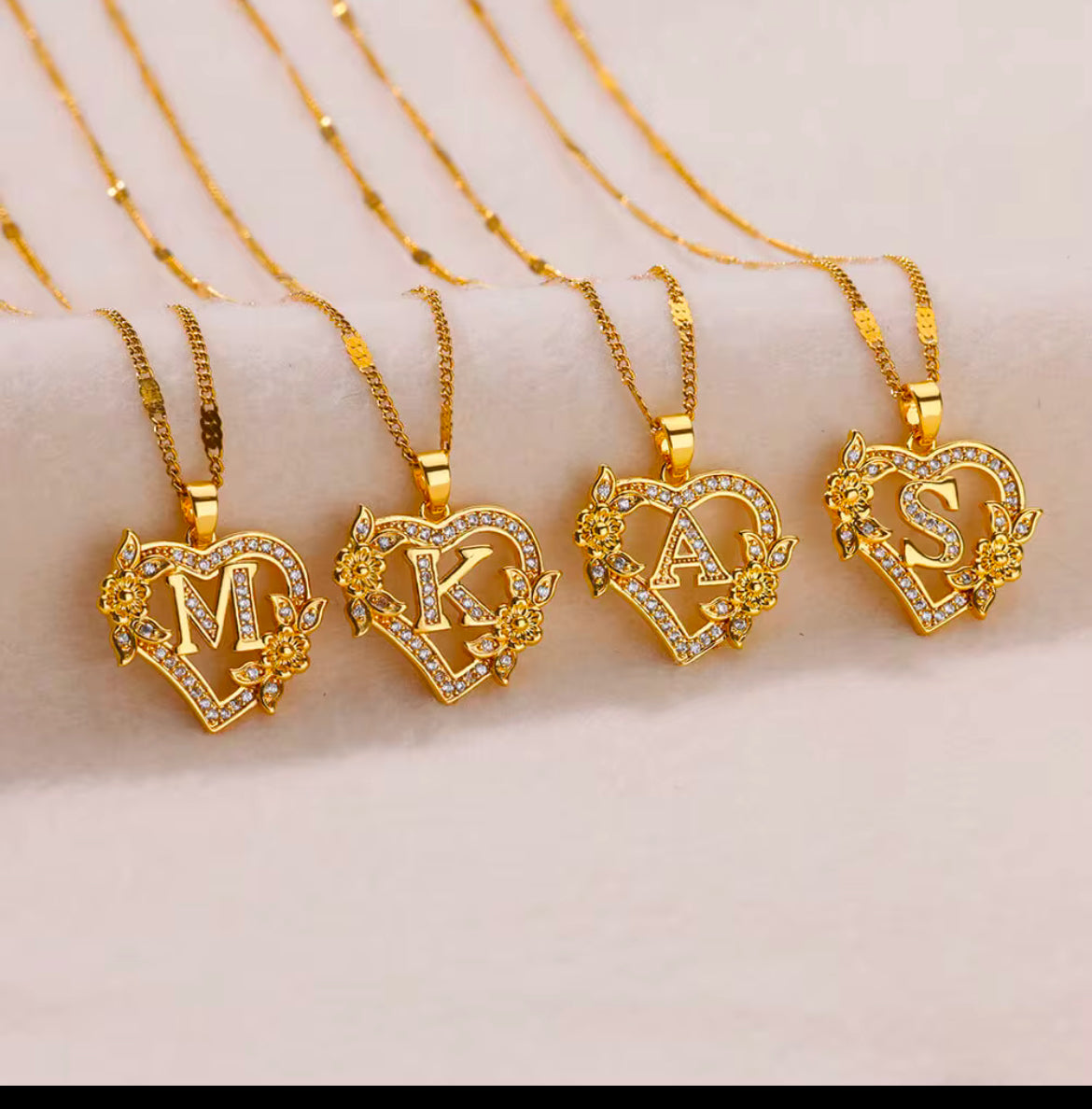 Dainty Heart Initial Necklace