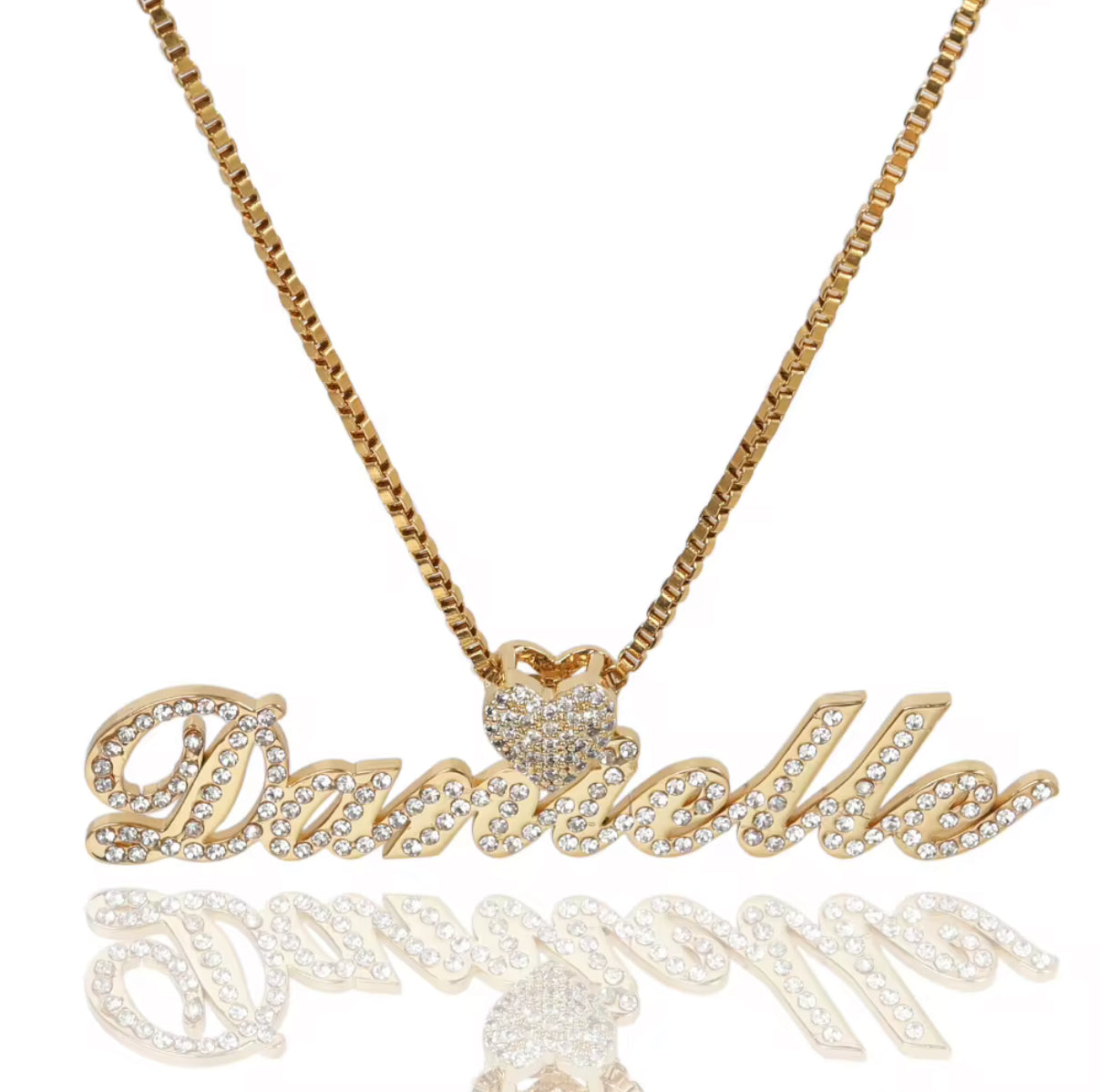 Iced Mini Heart Name Necklace