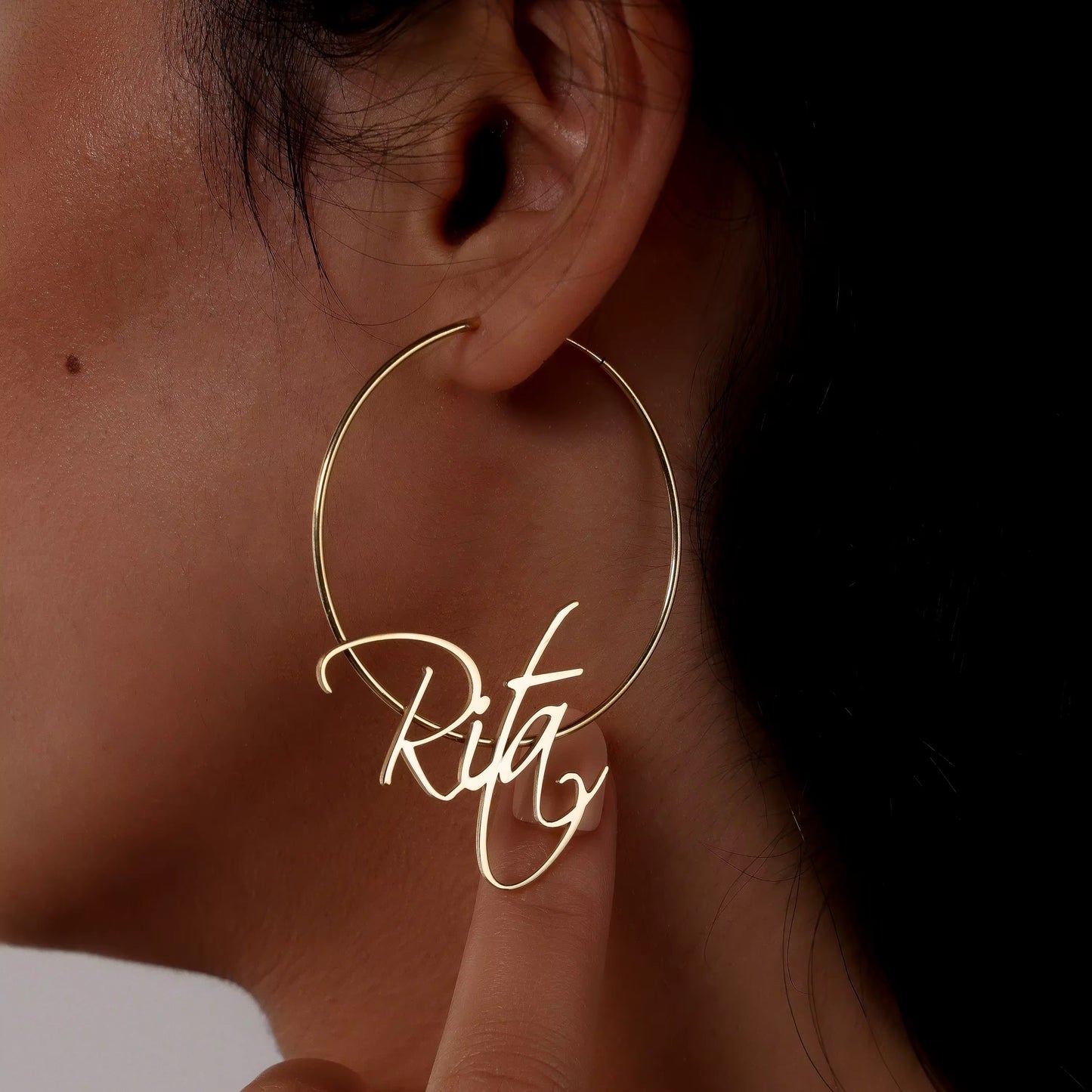 Signature Dainty Name Hoop Earrings