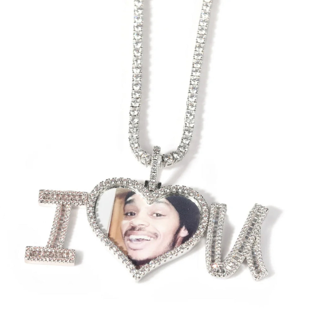 Loving you baguette photo pendant