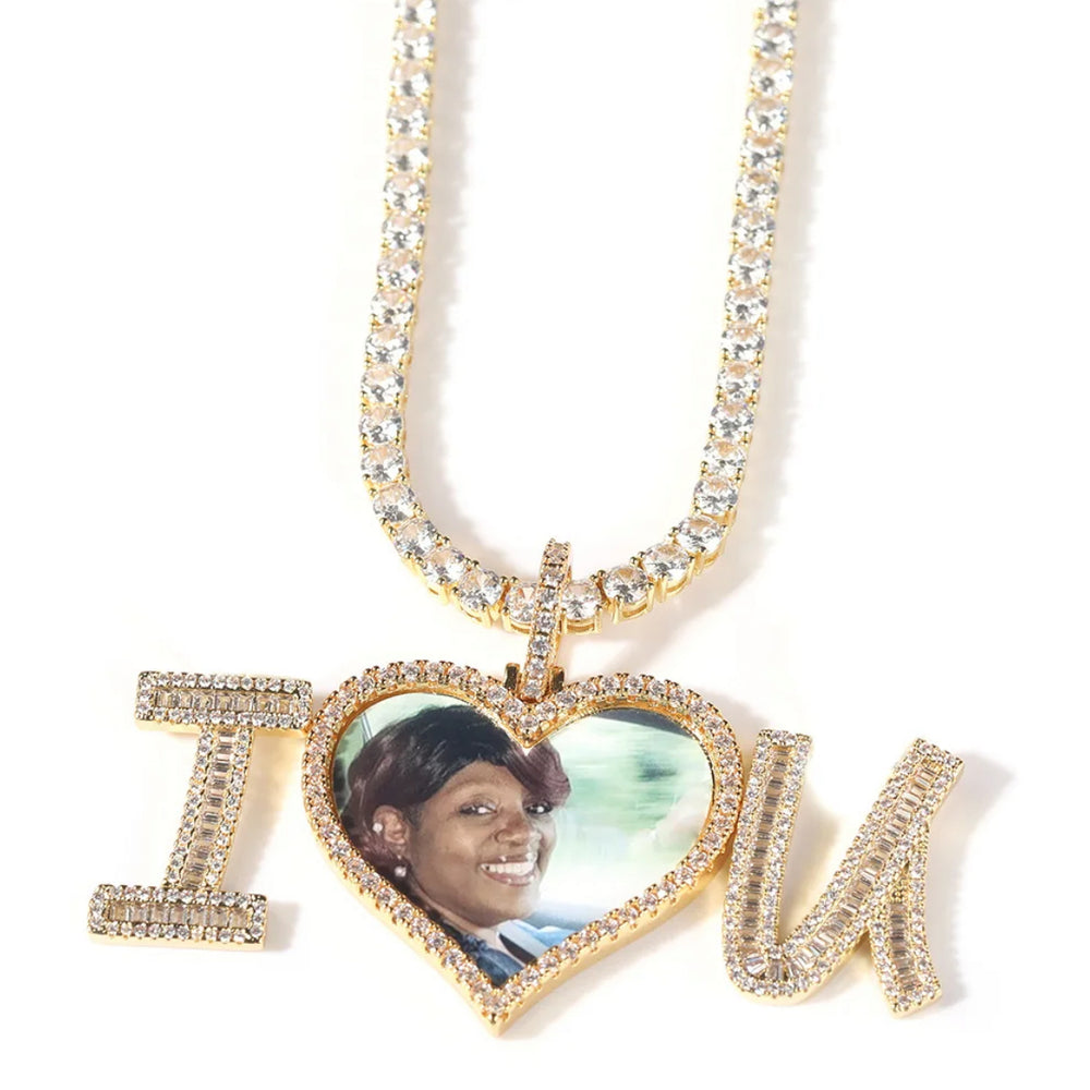 Loving you baguette photo pendant