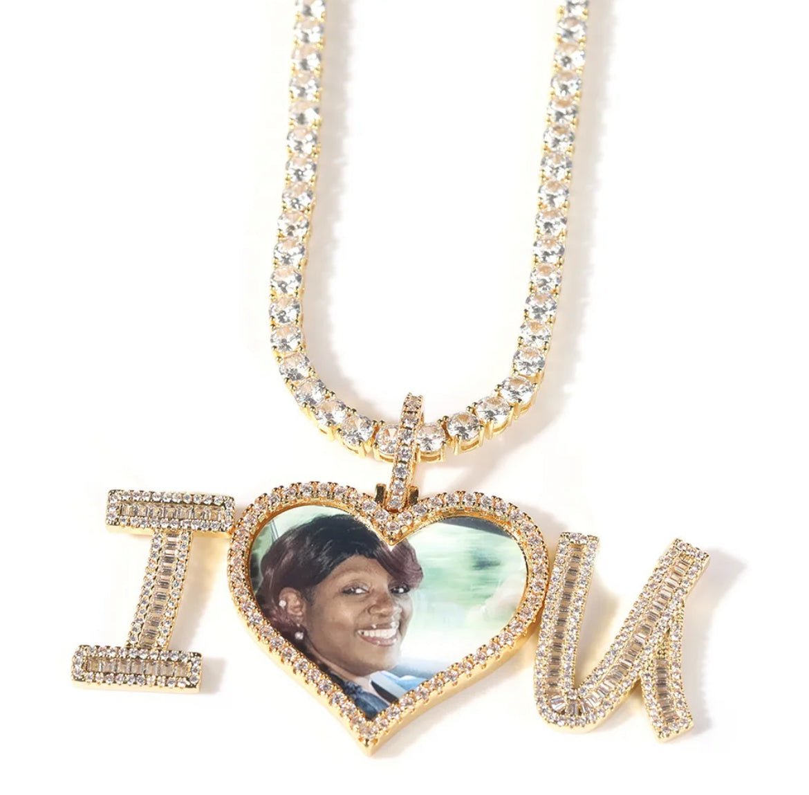 Loving you baguette photo pendant