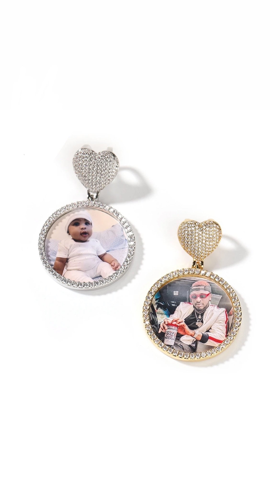 Heart Clasp round photo pendant