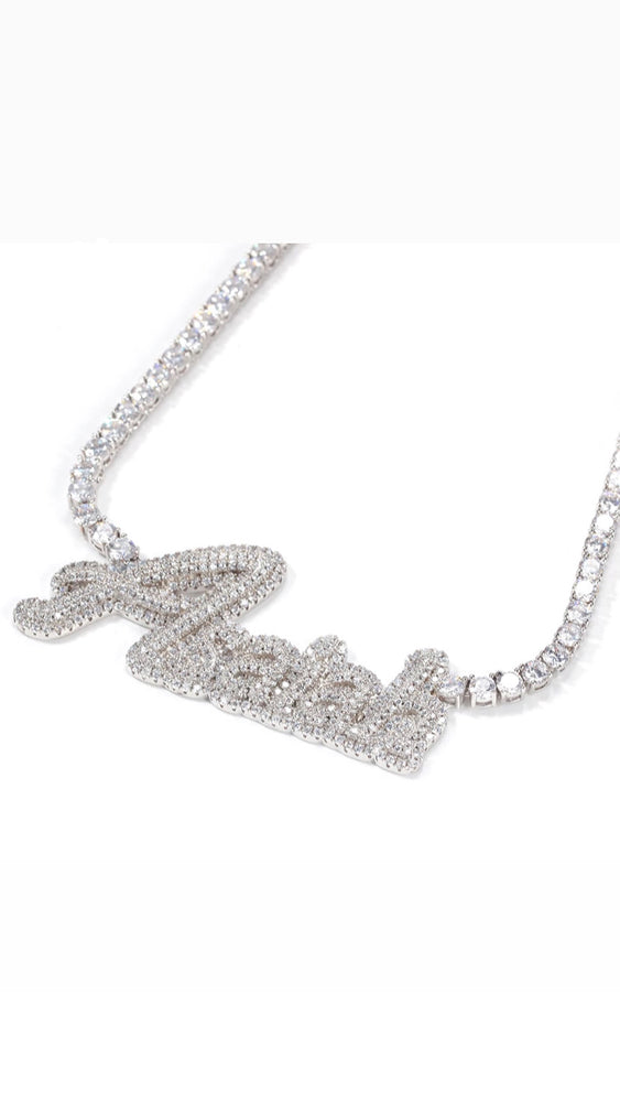Aluxe Icey tennis name necklace