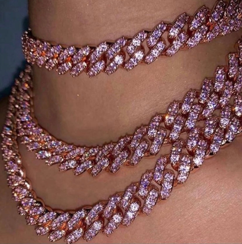 barbie pink cuban necklace and bracelet set  (necklace and bracelet sold separately)