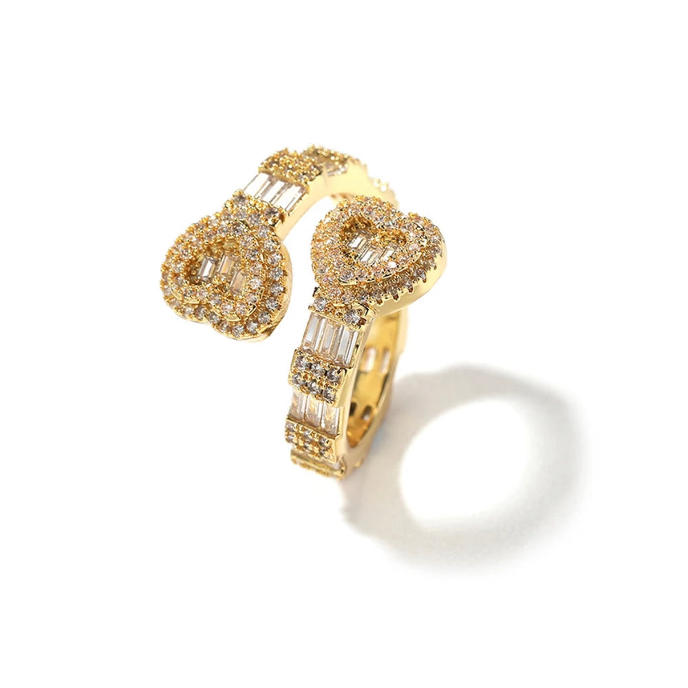 Heart Baguette Cuff Ring