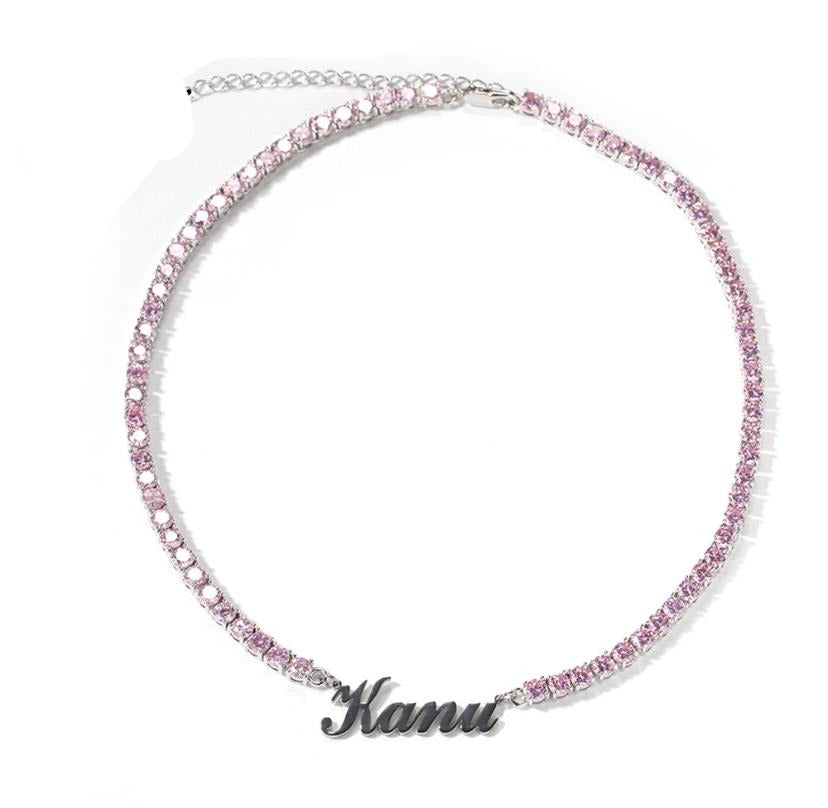 Luxe tennis name necklace