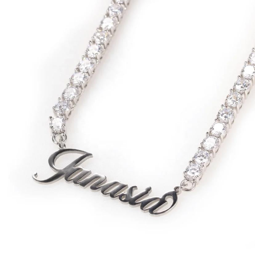 Luxe tennis name necklace