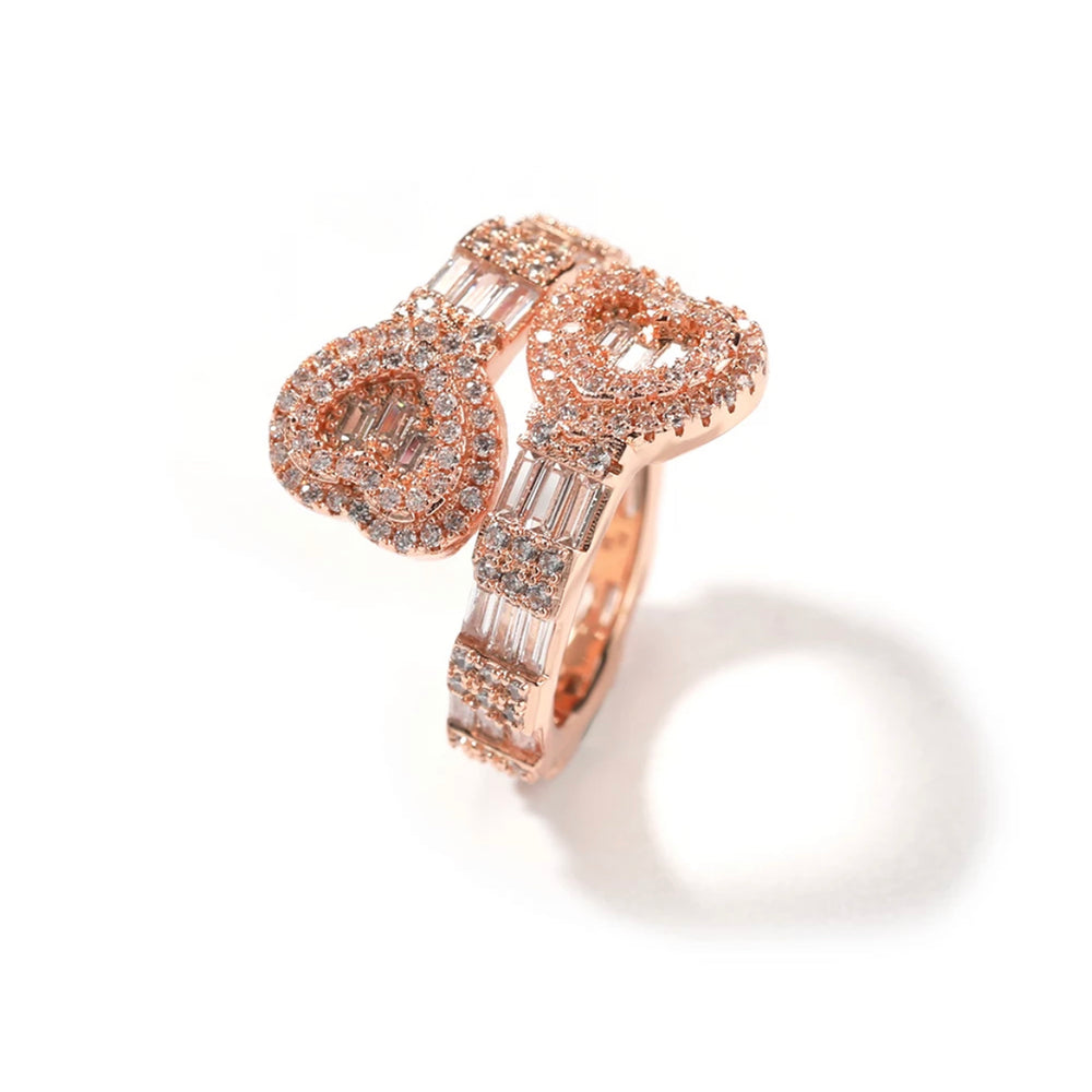 Heart Baguette Cuff Ring