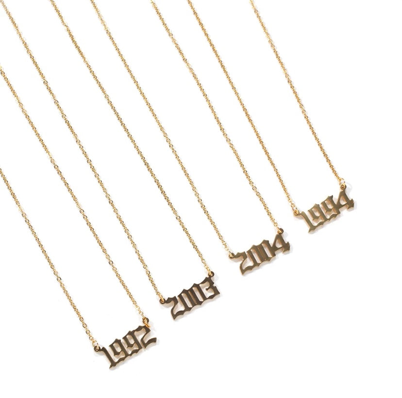 18k gold plated birth year necklace