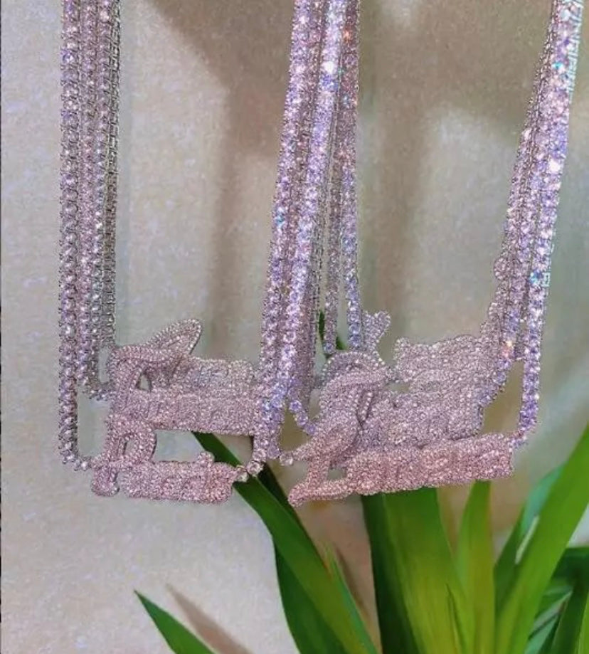 Aluxe Icey tennis name necklace