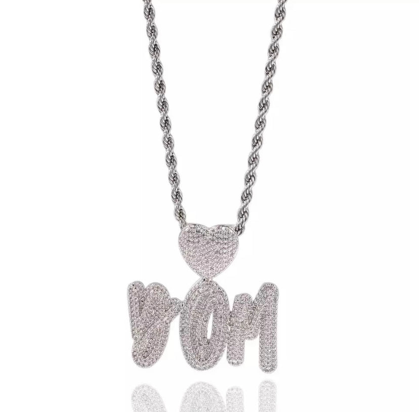 Icey heart name necklace