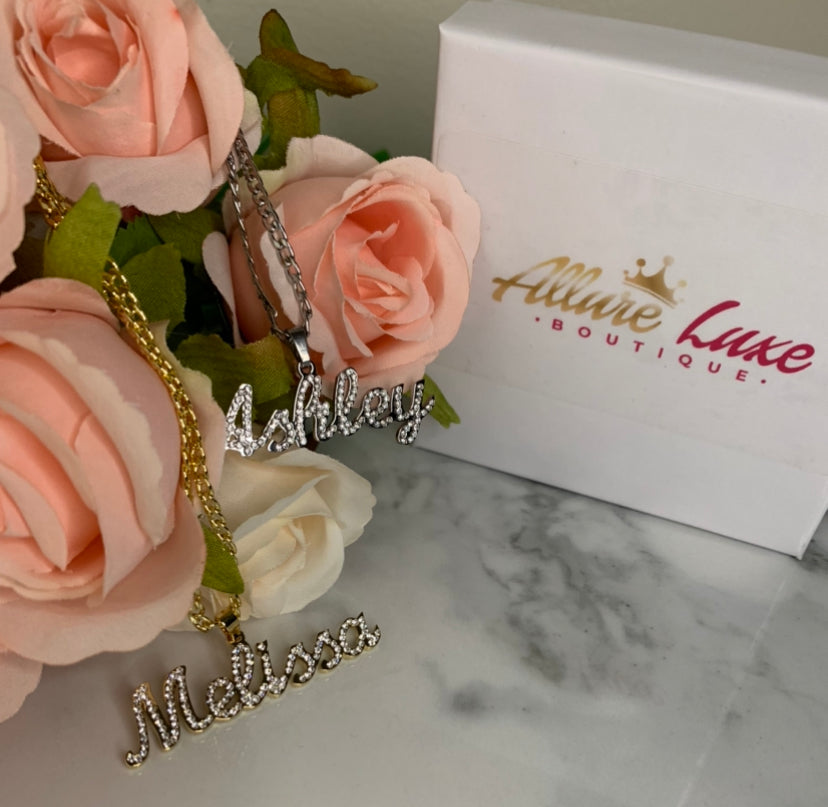 Mini CZ cursive name necklace