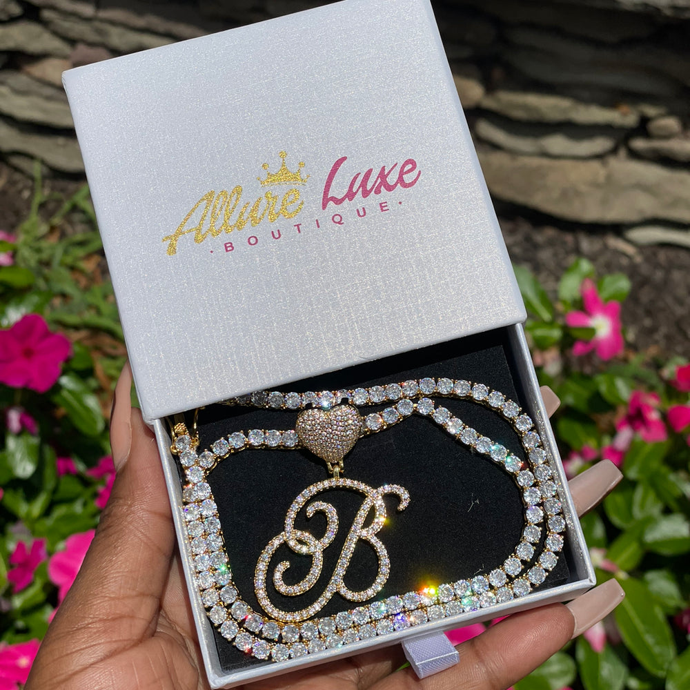 HEART SCRIPT LETTER PENDANT