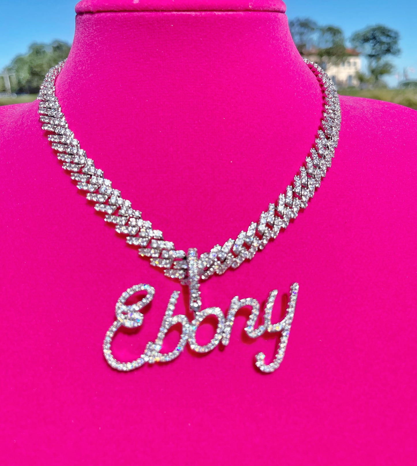 Icey script name necklace