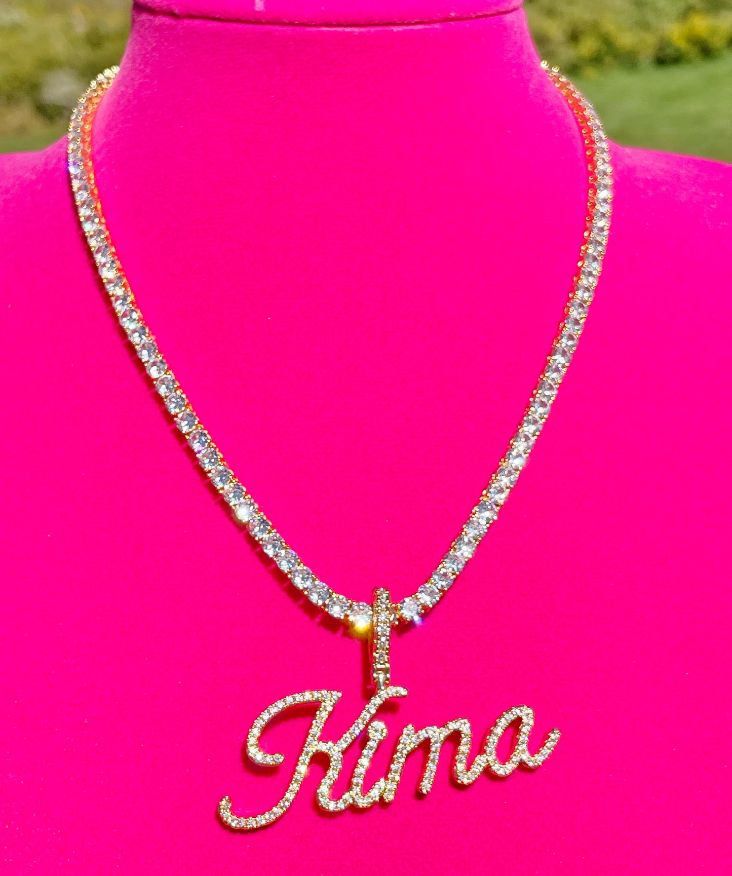 Icey script name necklace