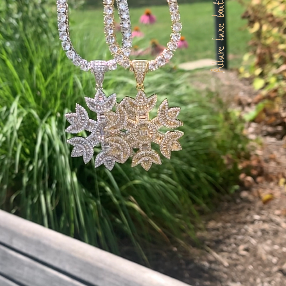 Icey snowflake tennis necklace