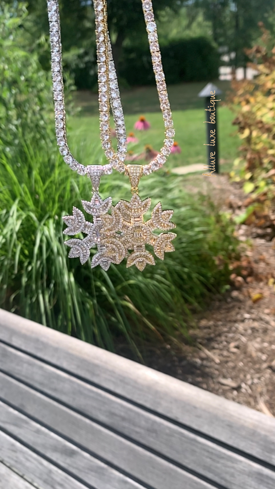 Icey snowflake tennis necklace