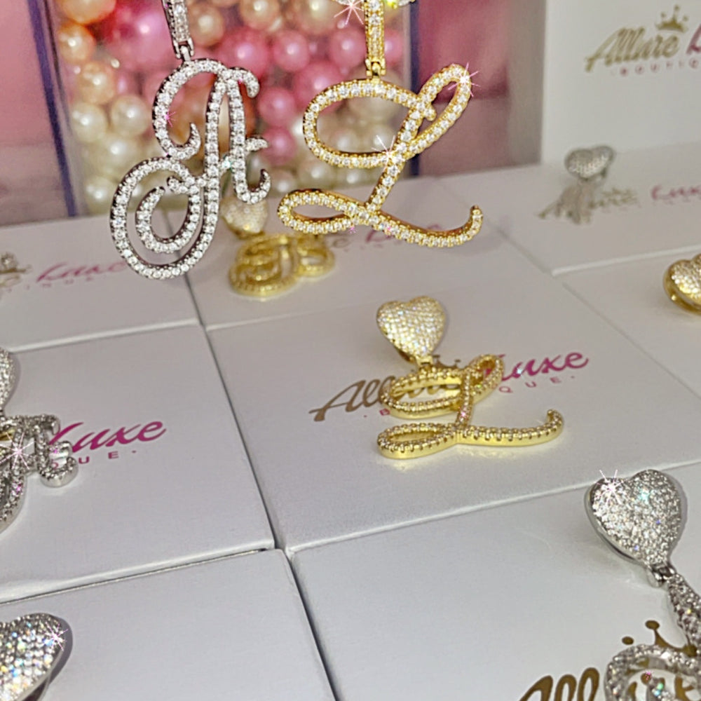 luxe script letter pendant set