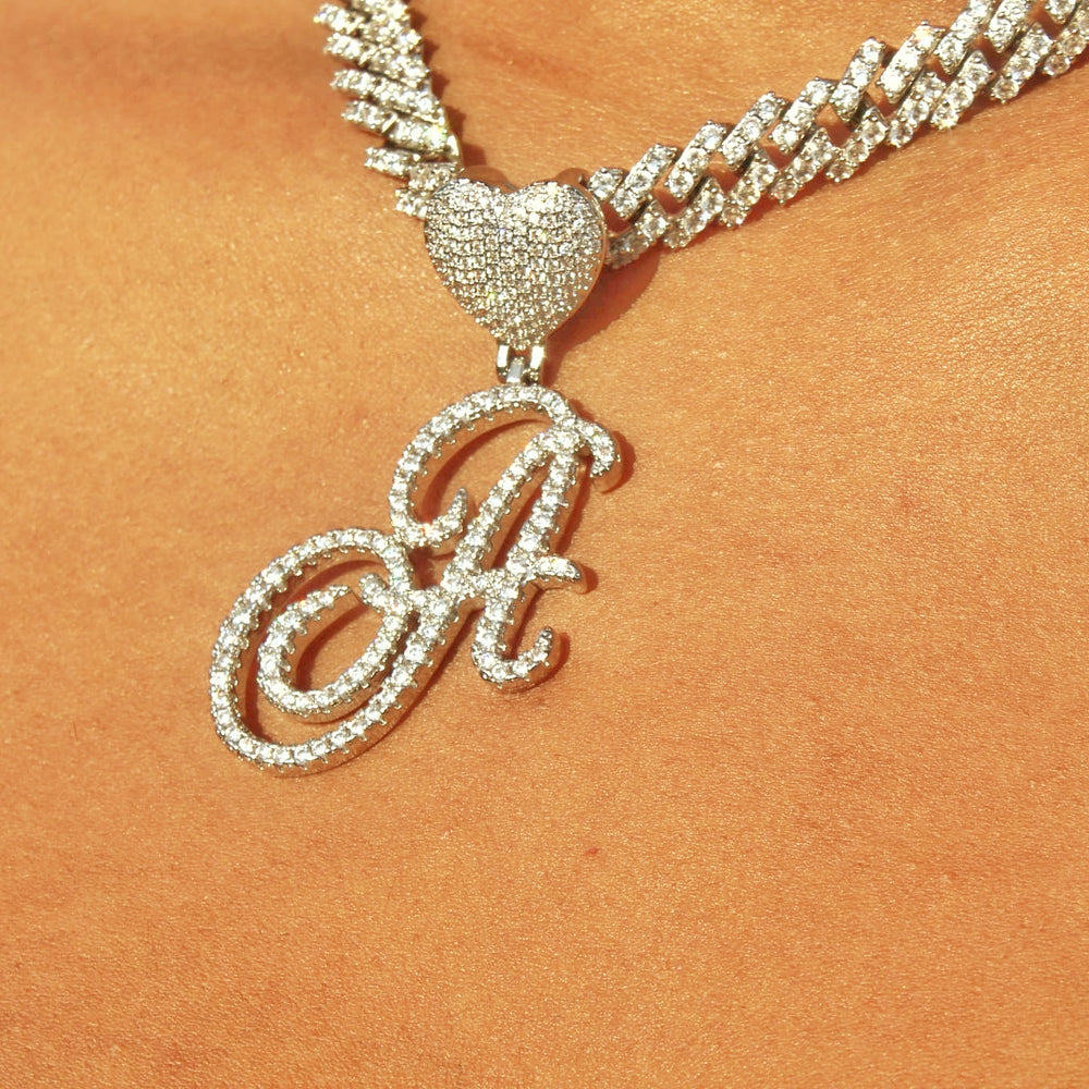 HEART SCRIPT LETTER PENDANT